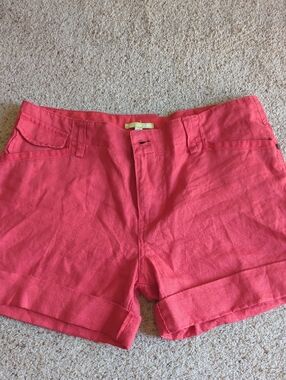 Gianni Bini Red 100% Linen Cuffed Shorts NWT SIZE 29